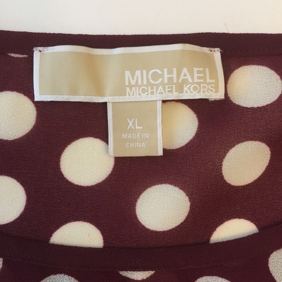Michael Kors Womens Blouse XL Red Polka Dot Top - Picture 4 of 4